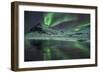 The Aurora Borealis Reflected in a Small Lake in Iceland with Mountains in the Background-Alex Saberi-Framed Photographic Print