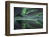 The Aurora Borealis Reflected in a Small Lake in Iceland with Mountains in the Background-Alex Saberi-Framed Premium Photographic Print