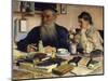 The Author Leo Tolstoy with His Wife in Yasnaya Polyana, 1907-Il'ya Repin-Mounted Giclee Print