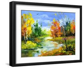 The Autumn Landscape Executed By Oil On A Canvas-balaikin2009-Framed Art Print