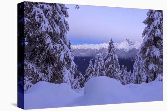 The Autumn Snowy Landscape, Casera Lake, Livrio Valley, Orobie Alps, Valtellina, Lombardy, Italy-Roberto Moiola-Stretched Canvas