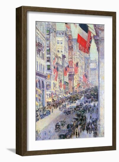 The Avenue Along 34th Street, May 1917-Childe Hassam-Framed Art Print