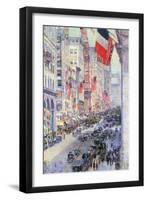 The Avenue Along 34th Street, May 1917-Childe Hassam-Framed Art Print