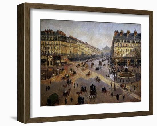 The Avenue De L'opera, Paris, Sunlight, Winter Morning, Ca. 1880-Camille Pissarro-Framed Giclee Print