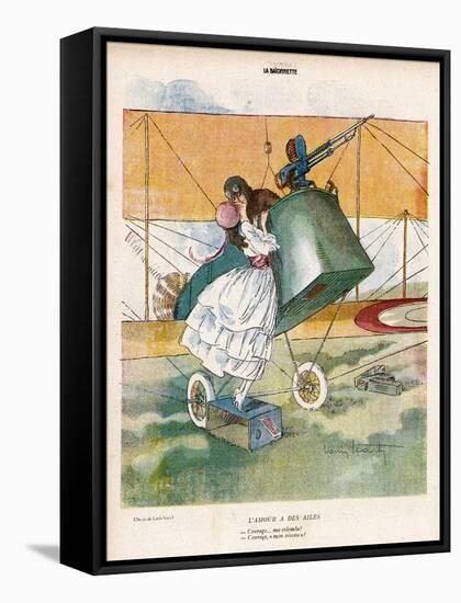 The Aviator Bids Adieu to His Girl-Louis Icart-Framed Stretched Canvas