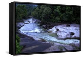 The Babinda Boulders Is a Fast-Flowing River Surrounded by Smooth Boulders, Queensland, Australia-Paul Dymond-Framed Stretched Canvas