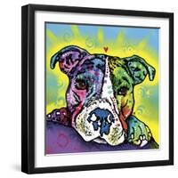 The Baby Pit Bull, Dogs, Pets, Animals,Baby, Pit bulls, Yellow glow, Star burst, Rays, white snout-Russo Dean-Framed Giclee Print