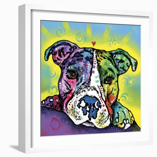 The Baby Pit Bull, Dogs, Pets, Animals,Baby, Pit bulls, Yellow glow, Star burst, Rays, white snout-Russo Dean-Framed Giclee Print