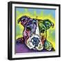 The Baby Pit Bull, Dogs, Pets, Animals,Baby, Pit bulls, Yellow glow, Star burst, Rays, white snout-Russo Dean-Framed Premium Giclee Print