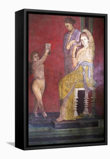 The Baccantis before the Feast in the Triclinium in the Villa Dei Misteri, Pompeii, Campania, Italy-Oliviero Olivieri-Framed Stretched Canvas