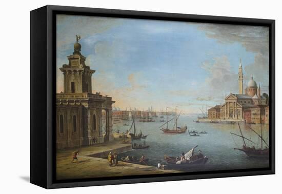 The Bacino Di San Marco, Venice, Looking East, with the Church of San Giorgio Maggiore-Antonio Joli-Framed Stretched Canvas