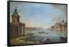 The Bacino Di San Marco, Venice, Looking East, with the Church of San Giorgio Maggiore-Antonio Joli-Framed Stretched Canvas