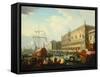 The Bacino Di San Marco, Venice, with the Carnival-Joseph F. Ellis-Framed Stretched Canvas