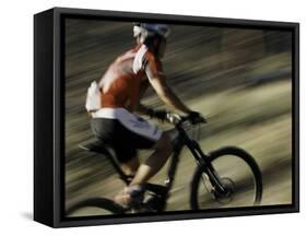 The Back of a Mountain Biker, Mt. Bike-Michael Brown-Framed Stretched Canvas