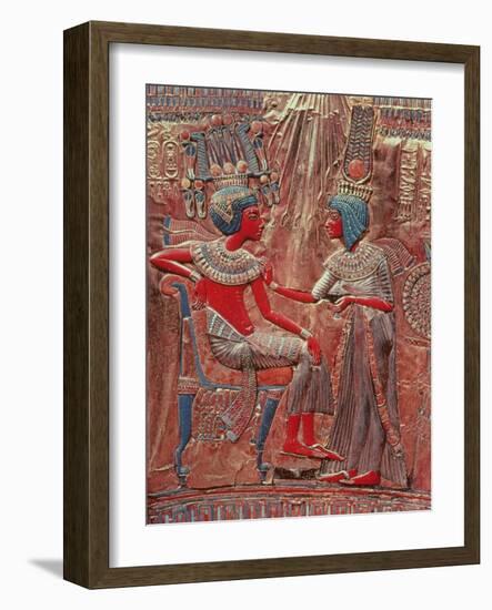 The Back of the Throne of Tutankhamun of the Queen Ankhesenamun Putting the Finishing Touches-null-Framed Giclee Print