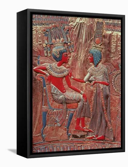 The Back of the Throne of Tutankhamun of the Queen Ankhesenamun Putting the Finishing Touches-null-Framed Stretched Canvas