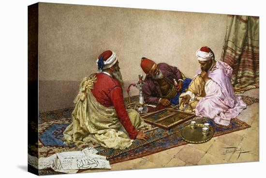 The Backgammon Players-Giulio Rosati-Stretched Canvas