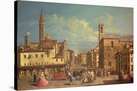 The Badia Fiorentina and the Palazzo Del Podesta in Piazza di San Firenze, circa 1754-Giuseppe Zocchi-Stretched Canvas