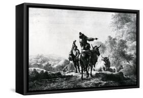 The Bag Piper-Nicolaes Pietersz. Berchem-Framed Stretched Canvas