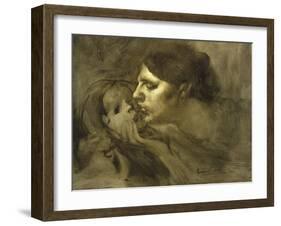 The Baiser Maternelmotherly Kiss-Eugene Carriere-Framed Giclee Print