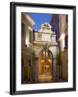 The Balbi Arch and Pedestrianized Grisia Illuminated at Dusk, Rovinj (Rovigno), Istria, Croatia-Ruth Tomlinson-Framed Photographic Print