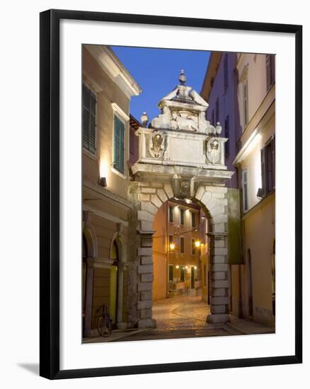 The Balbi Arch and Pedestrianized Grisia Illuminated at Dusk, Rovinj (Rovigno), Istria, Croatia-Ruth Tomlinson-Framed Photographic Print