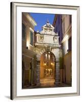 The Balbi Arch and Pedestrianized Grisia Illuminated at Dusk, Rovinj (Rovigno), Istria, Croatia-Ruth Tomlinson-Framed Photographic Print