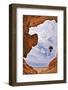 The Balloon Flies above a Picturesque Slot-Hole Canyon in Desert-kavram-Framed Photographic Print