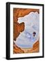 The Balloon Flies above a Picturesque Slot-Hole Canyon in Desert-kavram-Framed Photographic Print