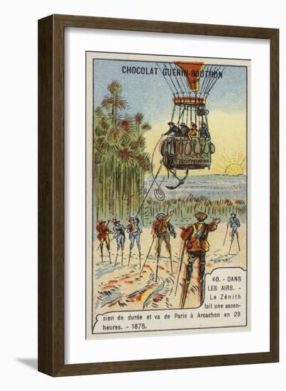 The Balloon Zenith Making a Flight Lasting 23 Hours from Paris to Arcachon, 1875-null-Framed Giclee Print