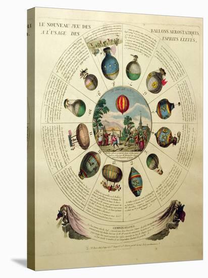 The Ballooning Game, with Illustrations of Different Hot Air Balloons, c.1784-null-Stretched Canvas