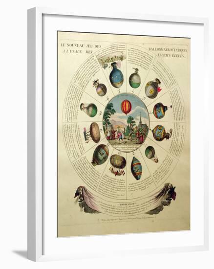 The Ballooning Game, with Illustrations of Different Hot Air Balloons, c.1784-null-Framed Giclee Print