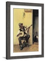 The Banjo Player, 1881-Leon Delachaux-Framed Giclee Print