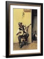 The Banjo Player, 1881-Leon Delachaux-Framed Giclee Print