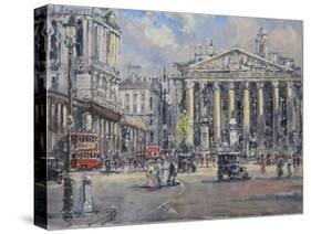The Bank Crossing, the Royal Exchange and the Bank of England C.1930-John Sutton-Stretched Canvas
