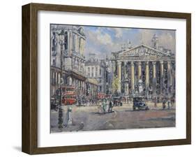 The Bank Crossing, the Royal Exchange and the Bank of England C.1930-John Sutton-Framed Giclee Print