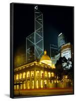 The Bank of China Building and the Old Supreme Court Building by Night, Hong Kong, China, Asia-Fraser Hall-Framed Photographic Print