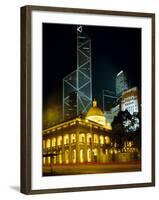 The Bank of China Building and the Old Supreme Court Building by Night, Hong Kong, China, Asia-Fraser Hall-Framed Photographic Print