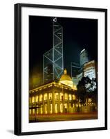 The Bank of China Building and the Old Supreme Court Building by Night, Hong Kong, China, Asia-Fraser Hall-Framed Photographic Print