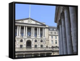 The Bank of England and Royal Exchange, Threadneedle Street, City of London, London, England, UK-Amanda Hall-Framed Stretched Canvas