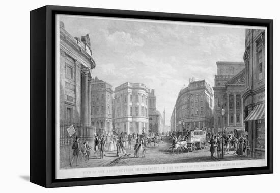 The Bank of England and the Newly-Straightened Prince's Street, City of London, 1837-Thomas Higham-Framed Stretched Canvas