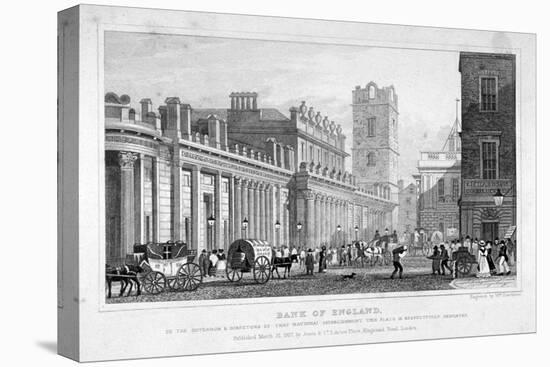 The Bank of England, City of London, 1827-William Tombleson-Stretched Canvas