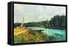 The Banks of the Oise-Alfred Sisley-Framed Stretched Canvas