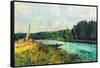 The Banks of the Oise-Alfred Sisley-Framed Stretched Canvas