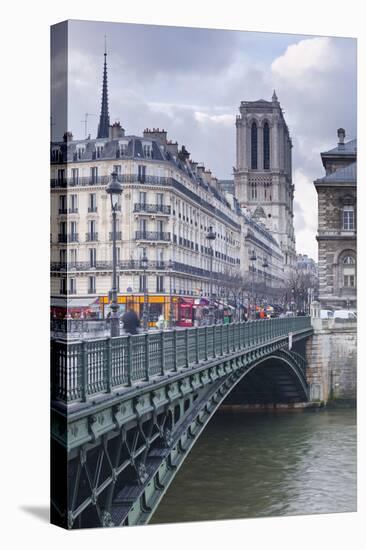 The Banks of the Seine and Notre Dame De Paris Cathedral, Paris, France, Europe-Julian Elliott-Stretched Canvas