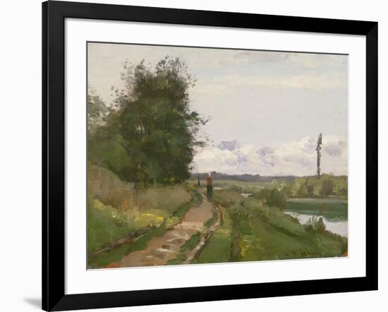 The Banks of the Seine at Bougival, 1864-Camille Pissarro-Framed Giclee Print