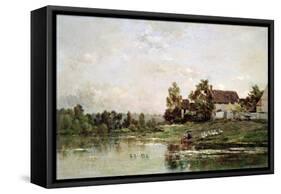 The Banks of the Seine at Portejoie, 1871-Charles Francois Daubigny-Framed Stretched Canvas