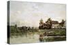 The Banks of the Seine at Portejoie, 1871-Charles Francois Daubigny-Stretched Canvas