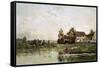 The Banks of the Seine at Portejoie, 1871-Charles Francois Daubigny-Framed Stretched Canvas