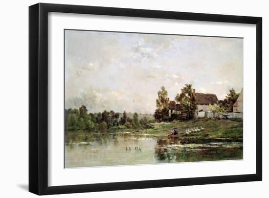 The Banks of the Seine at Portejoie, 1871-Charles Francois Daubigny-Framed Giclee Print